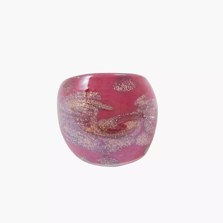 Best Bague En Verre - Rouge Et Dore Bagues