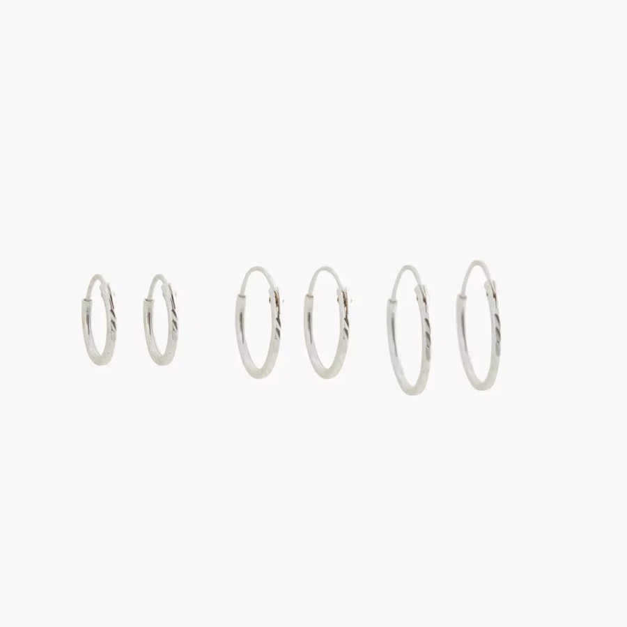 New Set De 3 Creoles Argent Garanti Boucles D'Oreilles