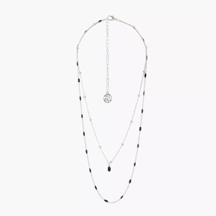 Hot Collier Chaine 2 Rangs - Bleu Et Argente Colliers