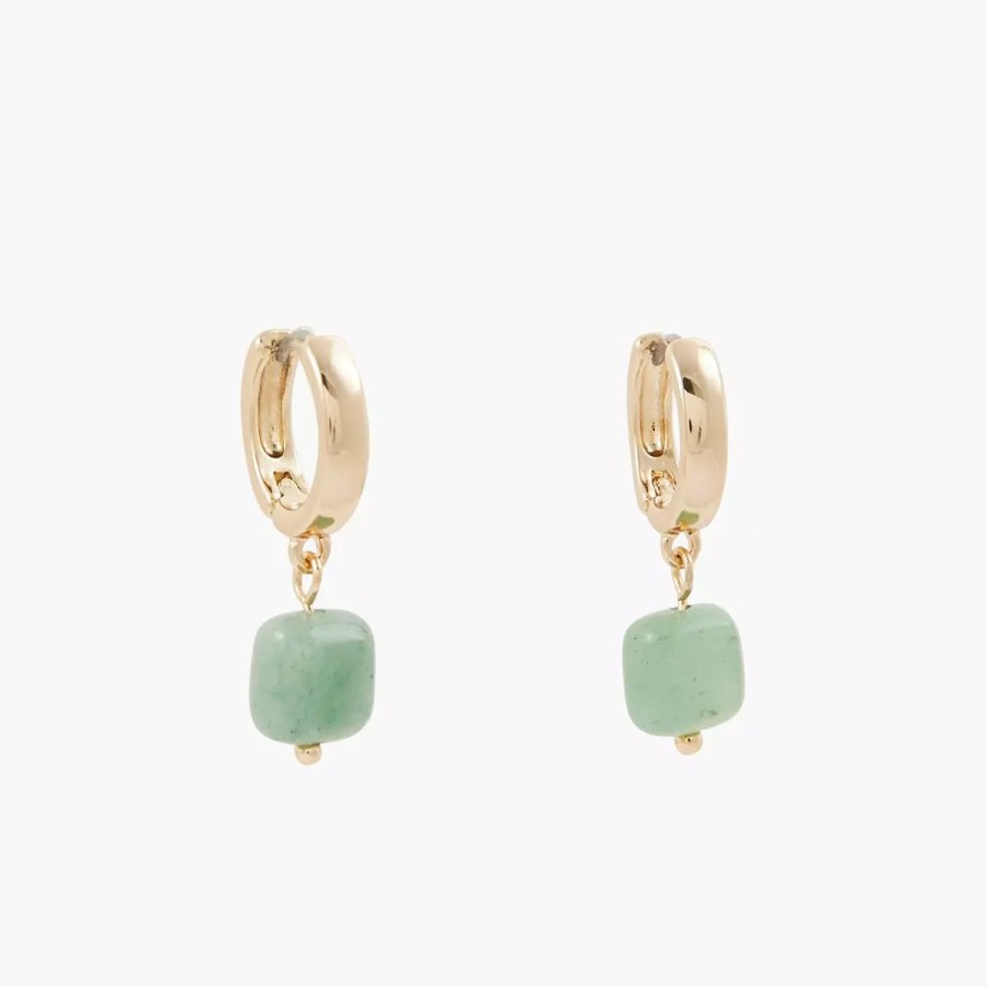 Wholesale Petites Creoles Pierre De Jade - Vert Clair Boucles D'Oreilles