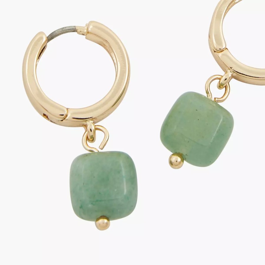 Wholesale Petites Creoles Pierre De Jade - Vert Clair Boucles D'Oreilles