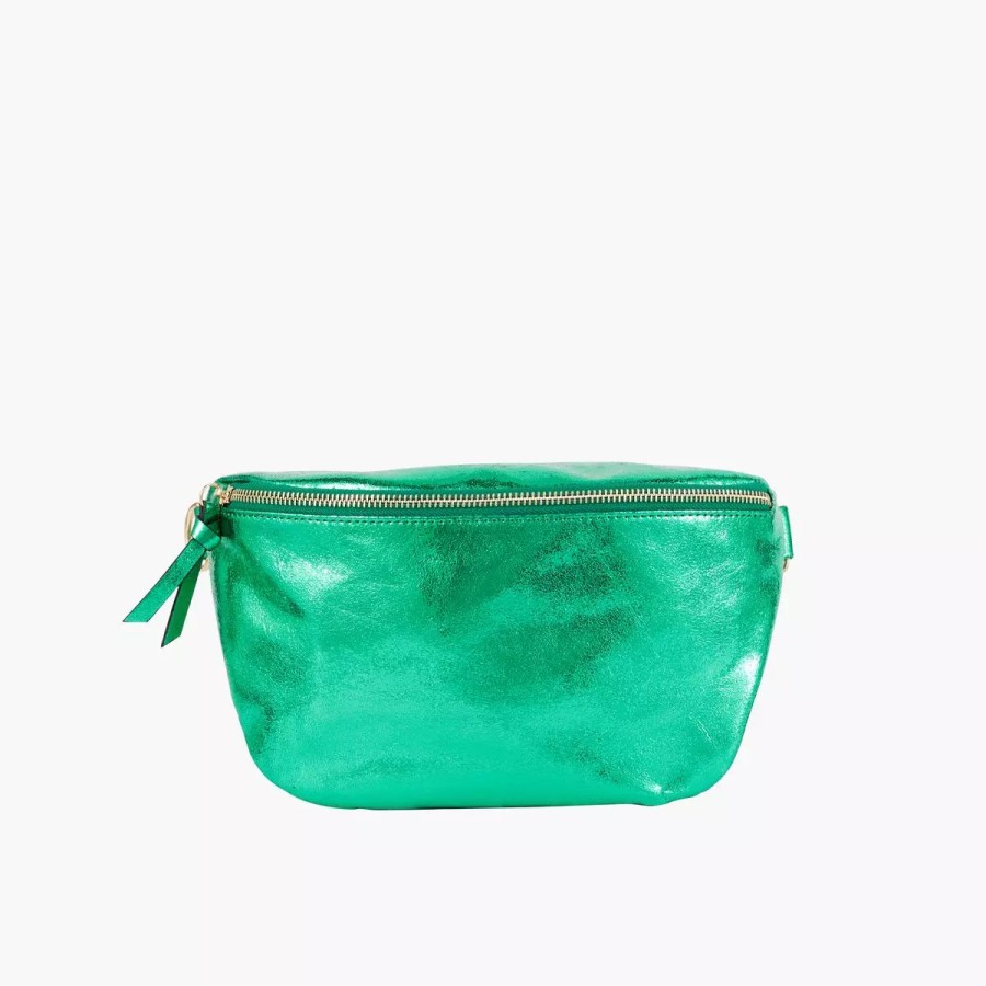 Hot Sac Banane Vert Effet Suede Et Metallise Sacs