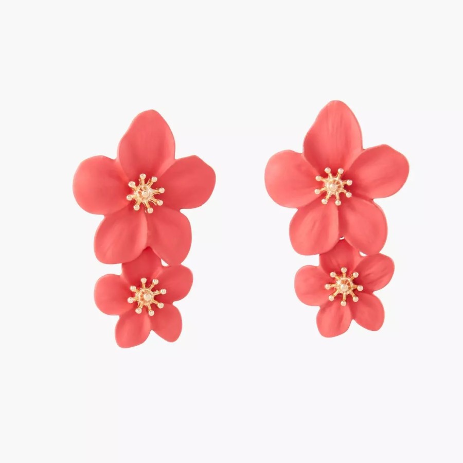 Hot Boucles D'Oreilles Larges Feuilles En Coating Full In Bloom Boucles D'Oreilles