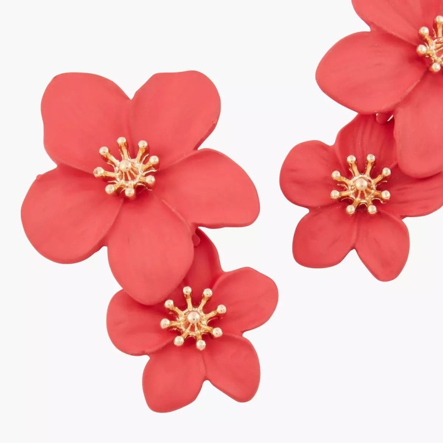 Hot Boucles D'Oreilles Larges Feuilles En Coating Full In Bloom Boucles D'Oreilles