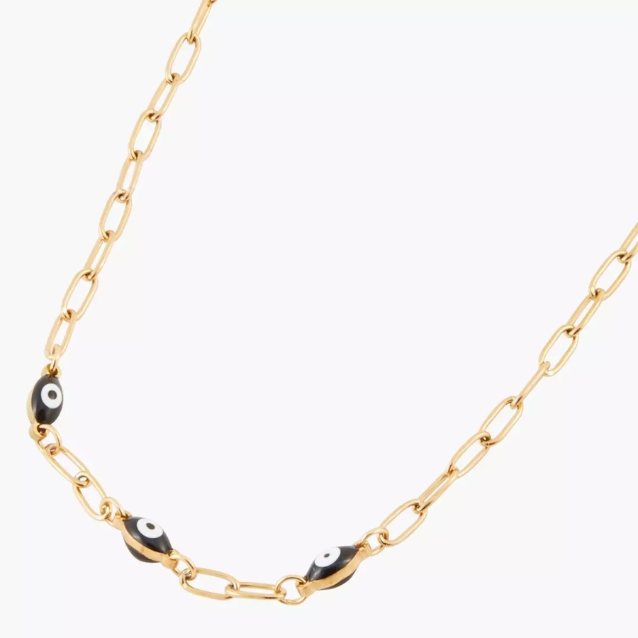 New Collier Perles Oeil Acier Inoxydable Colliers Acier Inoxydable