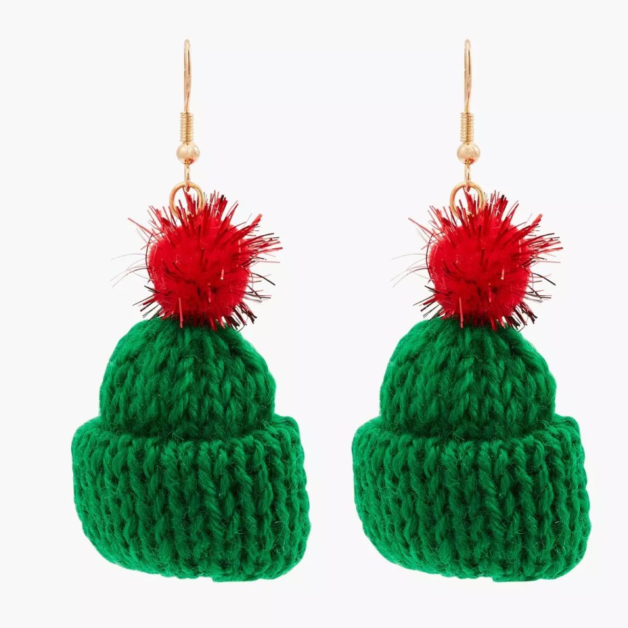 Hot Boucles D'Oreilles Bonnet Vert Crazy Xmas Boucles D'Oreilles