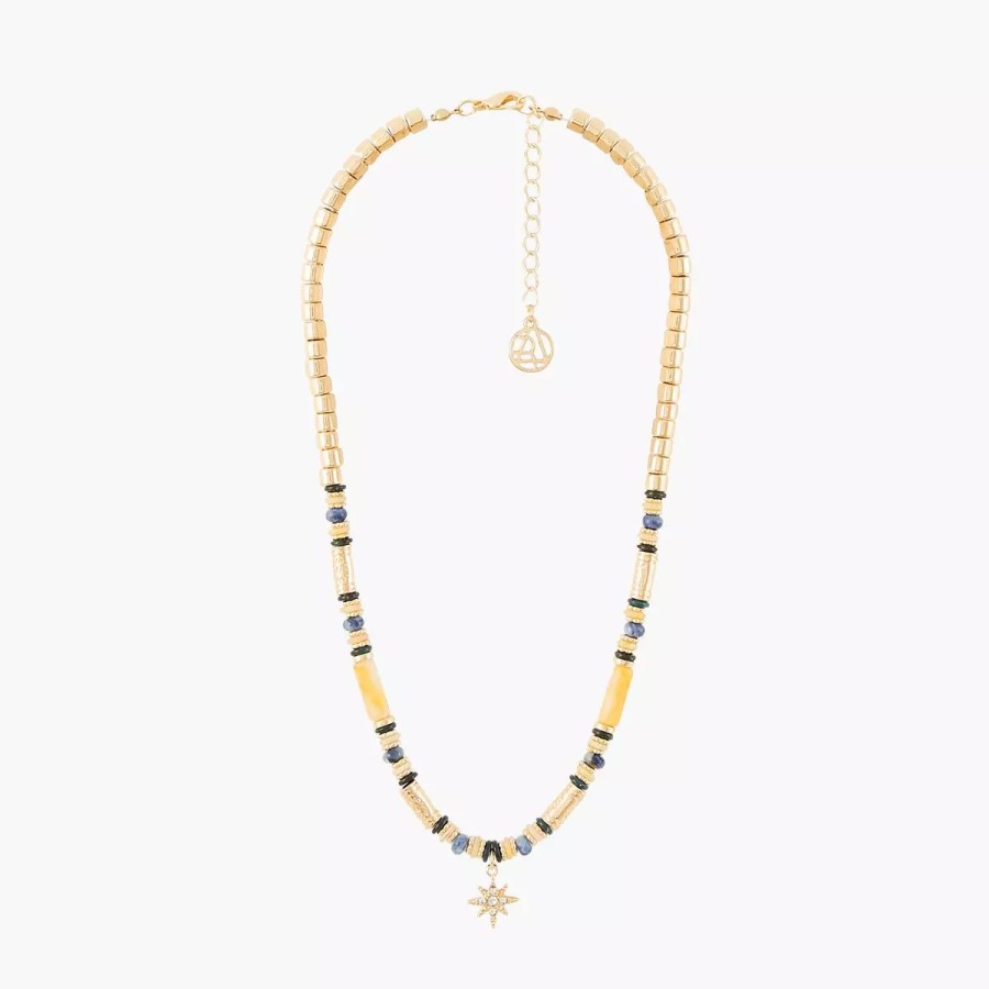 Best Collier Court Avec Perles Diverses Et Pendentif Etoile Merinid Colliers