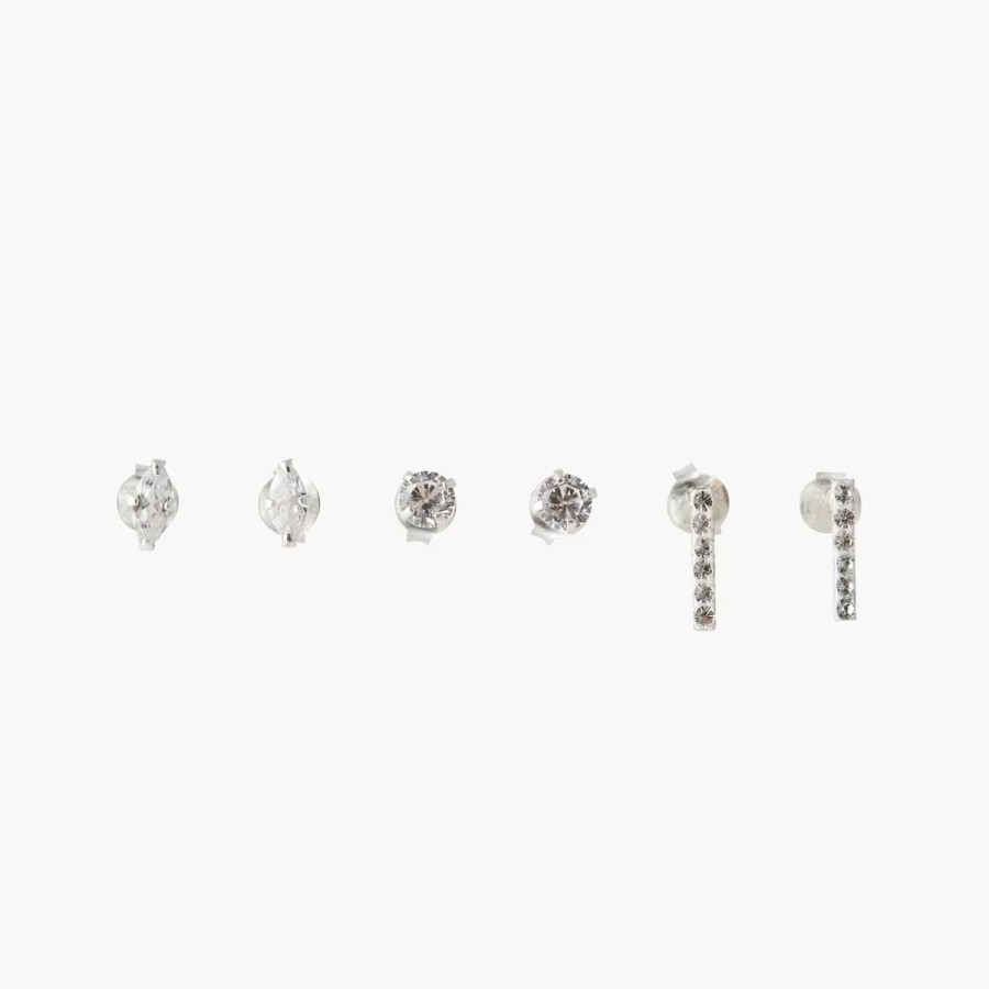 Wholesale Set De 3 Puces D'Oreilles Zirconium Argent Garanti Boucles D'Oreilles Argent Garanti