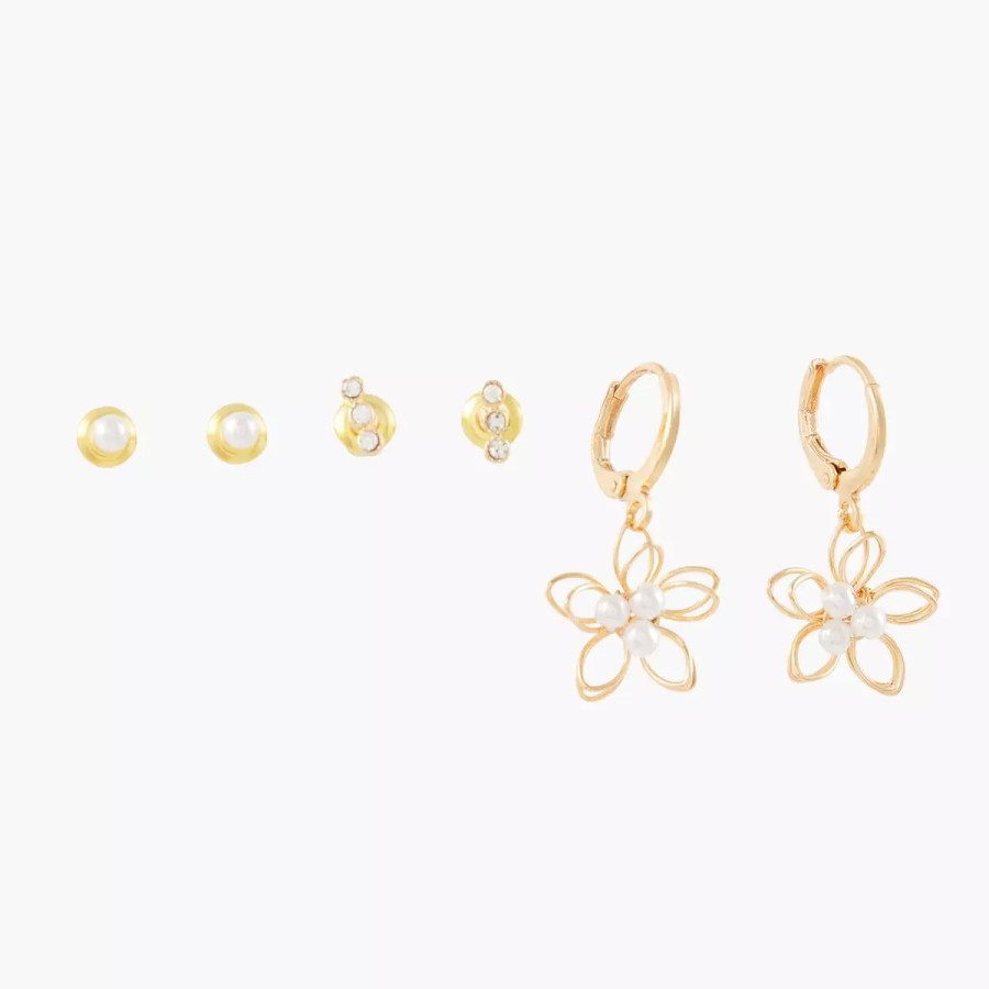 Clearance Set De 3 Boucles D'Oreilles Perles D'Imitation Boucles D'Oreilles