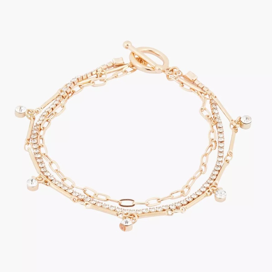 Best Bracelet 3 Rangs A Strass Gold Touch Bracelets