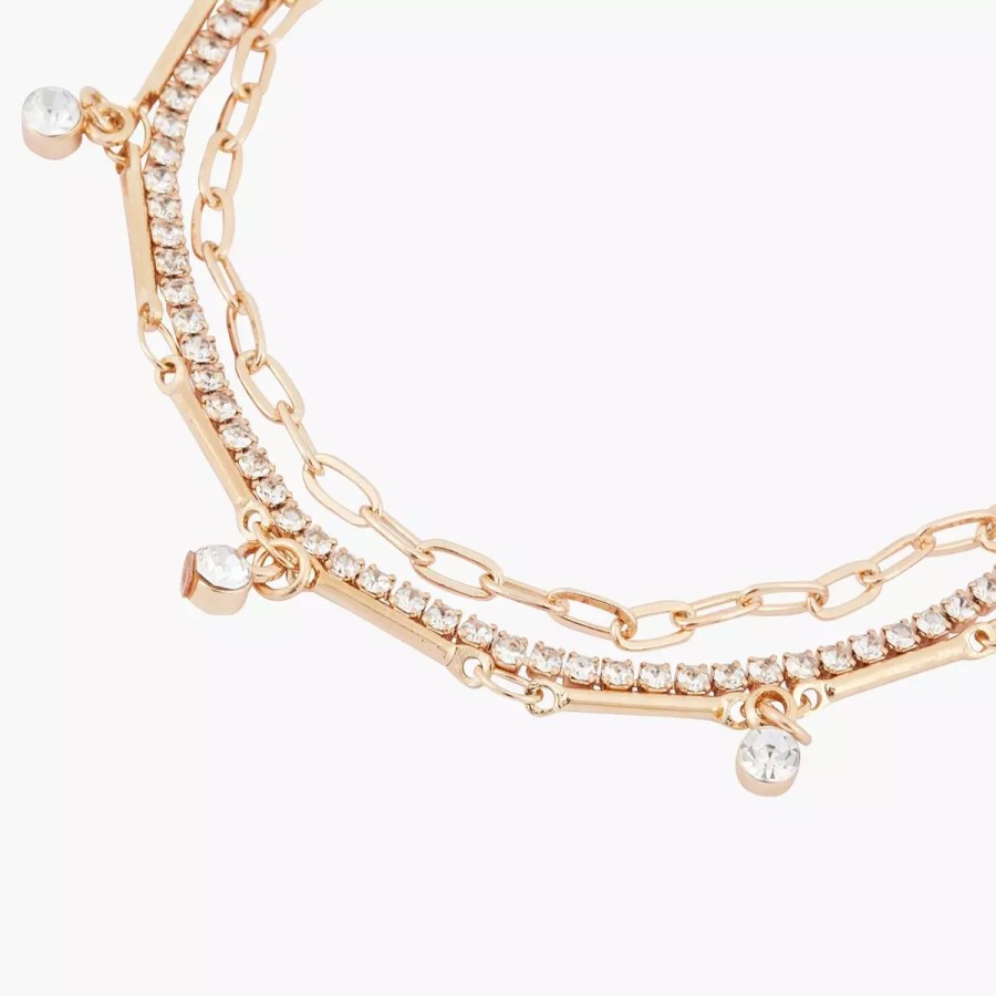 Best Bracelet 3 Rangs A Strass Gold Touch Bracelets