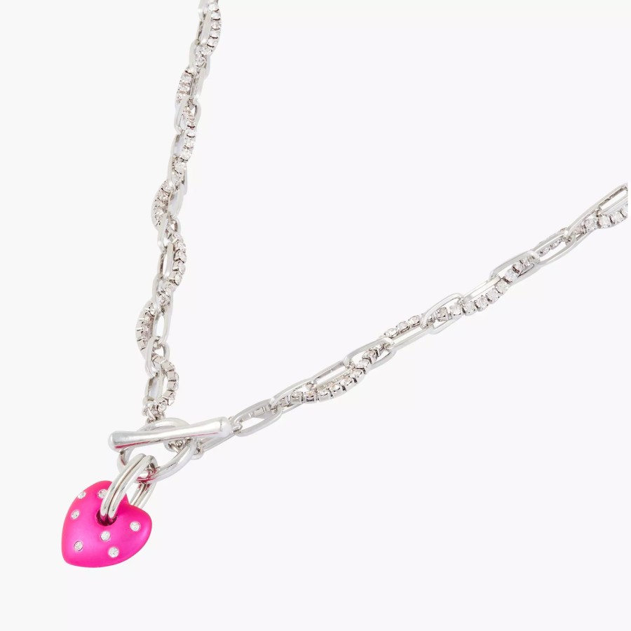 Clearance Collier Chaine Et Cupchain Avec Strass - Rose Et Argente Colliers