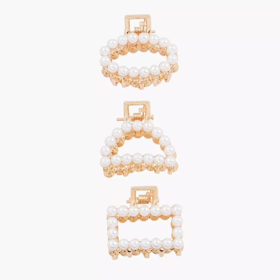 Best Set De 3 Petites Pinces Croco Avec Perles D'Imitation Accessoires De Cheveux