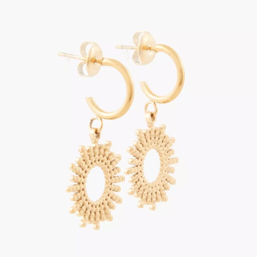 Wholesale Petites Creoles Soleil Acier Inoxydable Boucles D'Oreilles