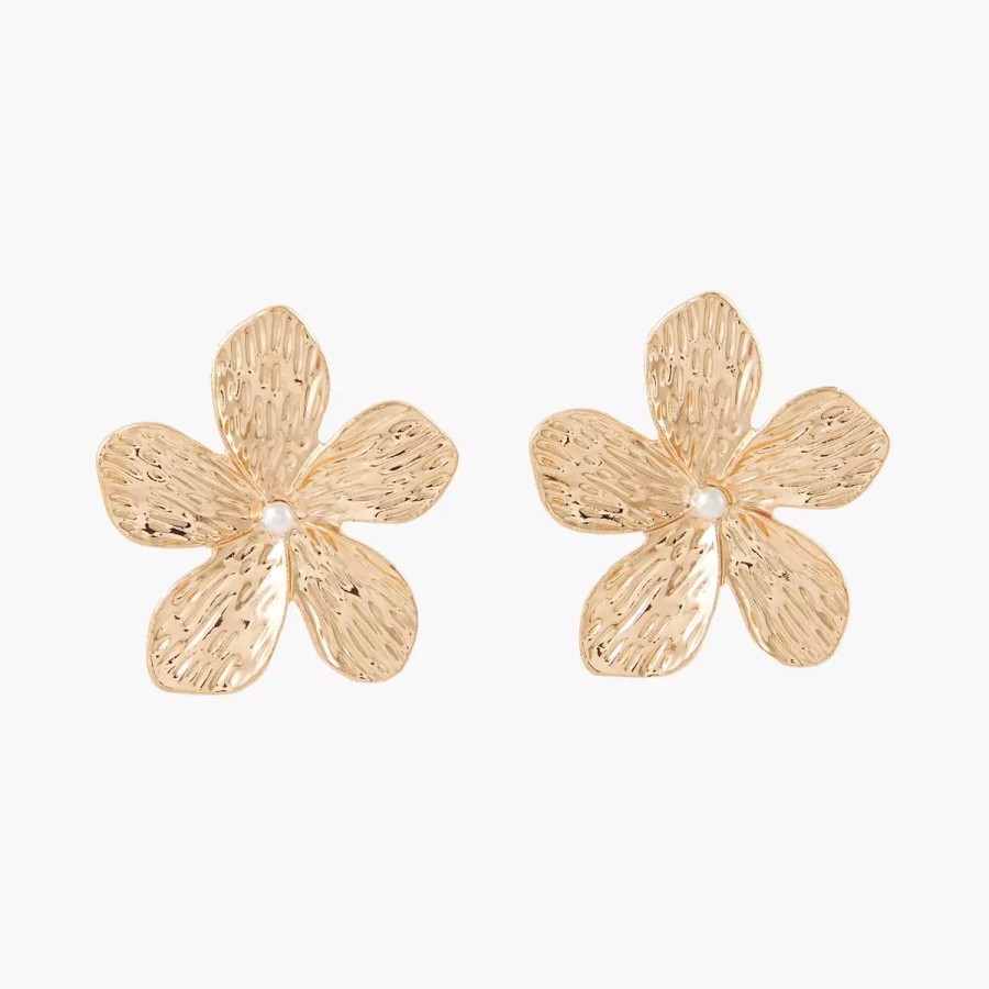 Best Boucles D'Oreilles Fleurs En Metal Avec Perle Pastel Prairy Boucles D'Oreilles