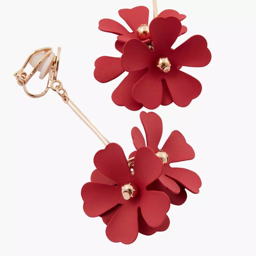 Clearance Boucles D'Oreilles Clip Pendantes Avec Fleurs Coating Boucles D'Oreilles