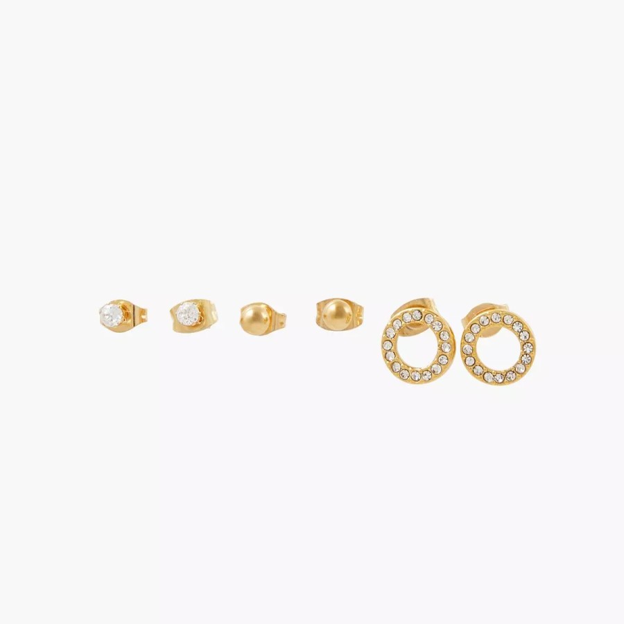 Hot Set De 3 Puces D'Oreilles Avec Strass Boucles D'Oreilles