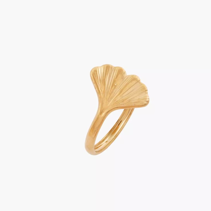 New Bague Feuille Gingko Acier Inoxydable Bagues Acier Inoxydable