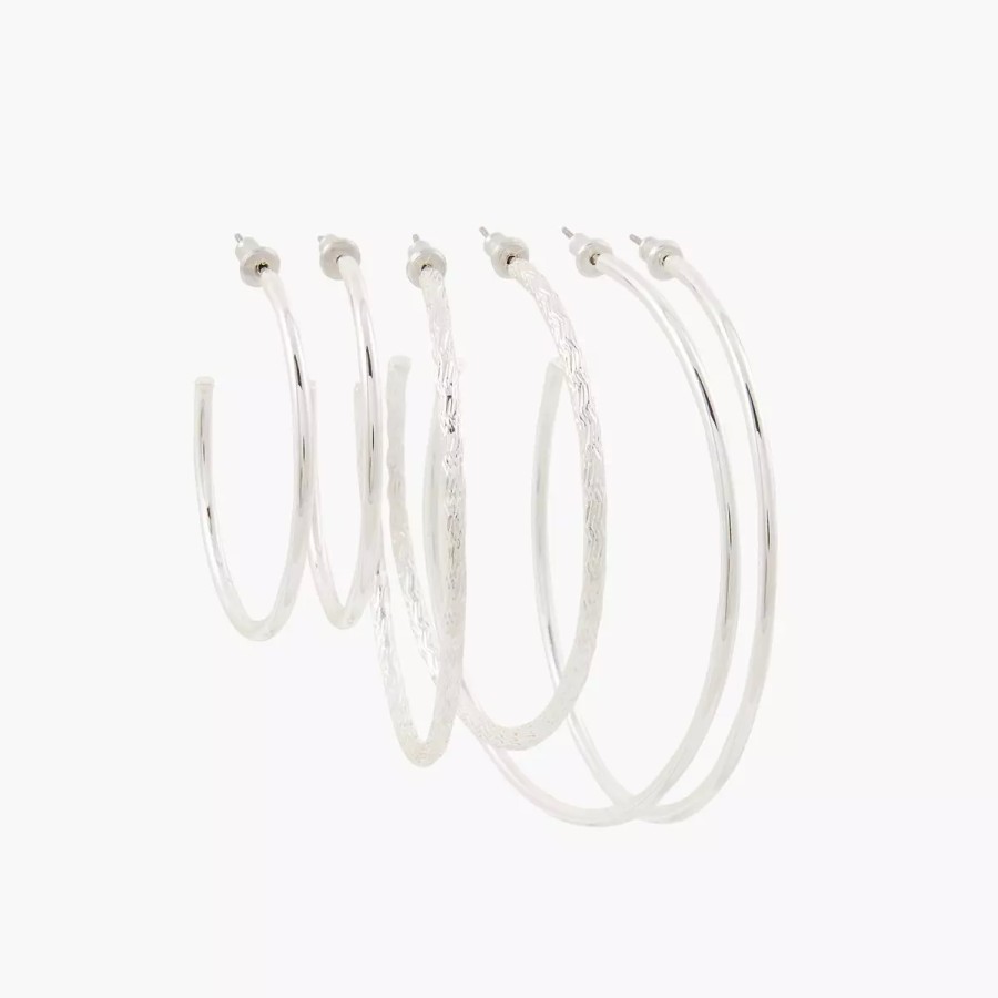 Best Set De 3 Demi-Creoles - Argente Boucles D'Oreilles