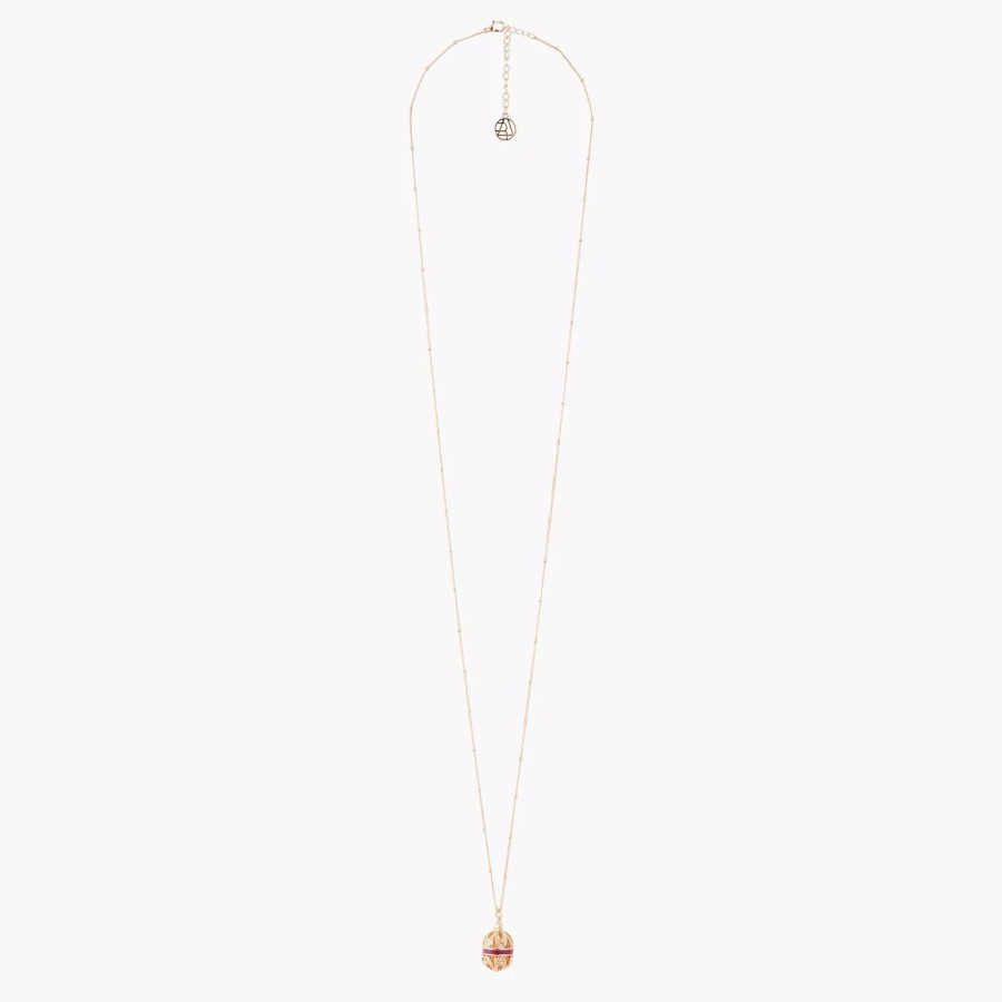 Best Long Collier Avec Pendentif Strasse - Rose Et Dore Colliers