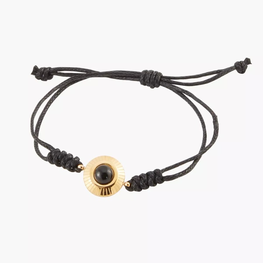 Hot Bracelet Cordon En Acier Inoxydable Et Pierre D'Onyx - Noir Bracelets Acier Inoxydable