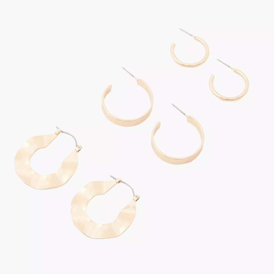 Wholesale Set De 3 Paires De Creoles Dorees Boucles D'Oreilles