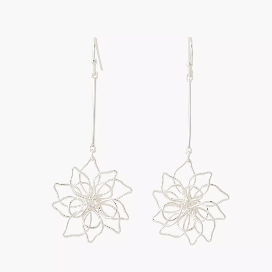 New Boucles D'Oreilles Pendantes A Fleurs - Argente Boucles D'Oreilles