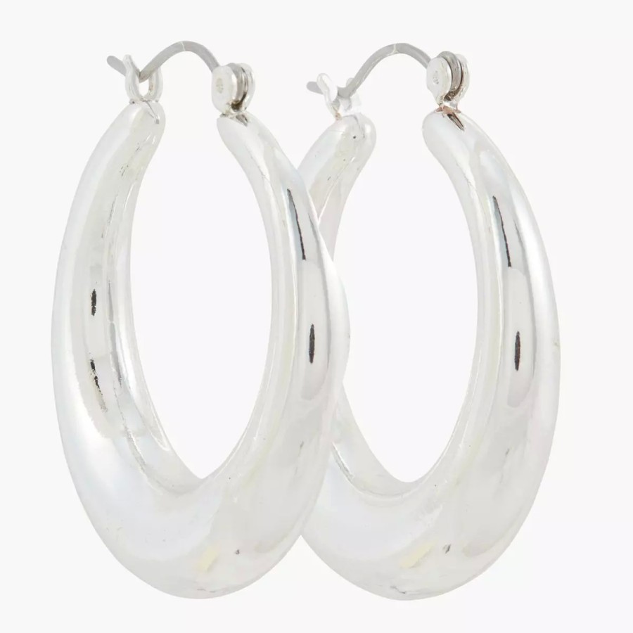 Clearance Creoles Epaisses Silver Touch Boucles D'Oreilles