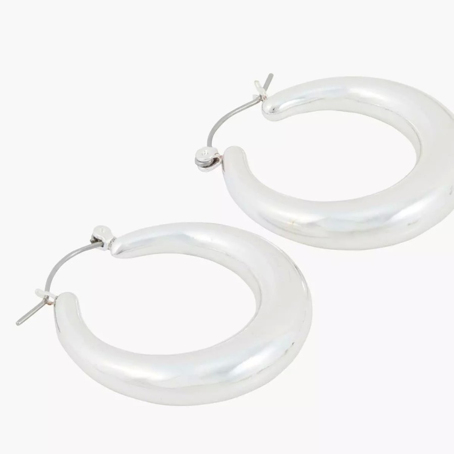 Clearance Creoles Epaisses Silver Touch Boucles D'Oreilles