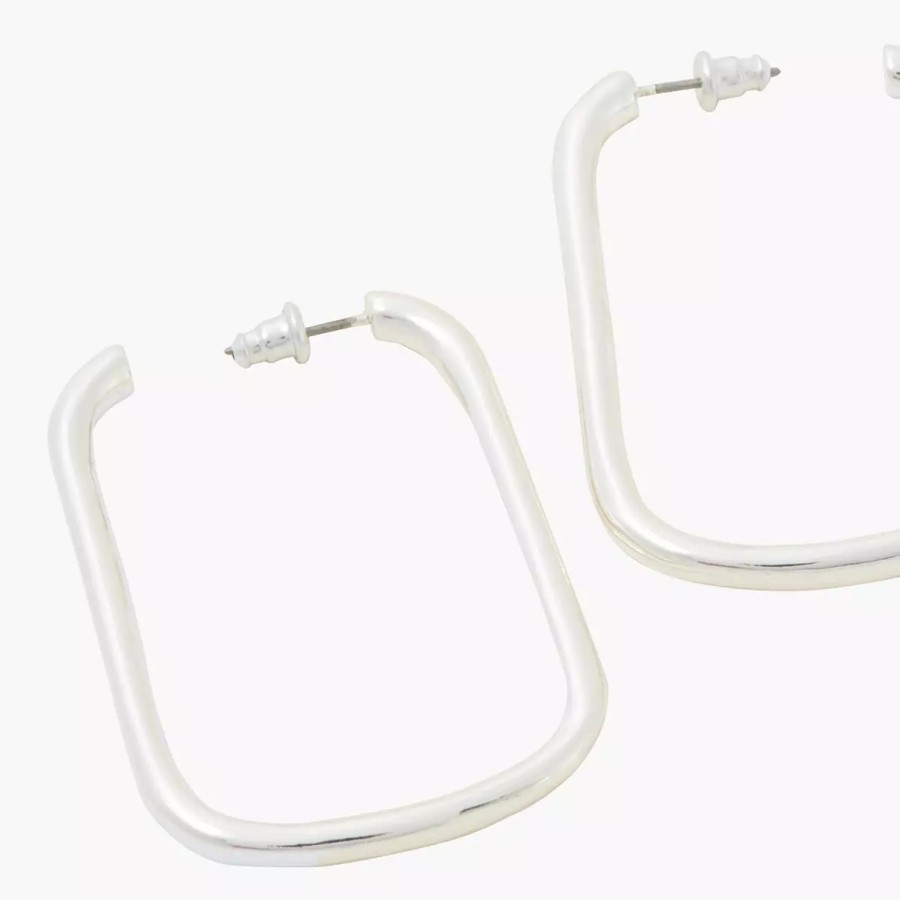 Online Creoles Rectangulaires Silver Touch Boucles D'Oreilles