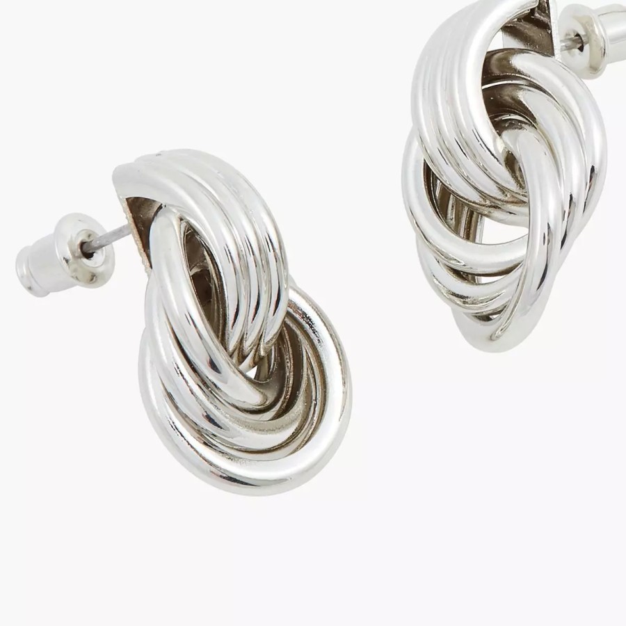 Clearance Boucles D'Oreilles Anneaux Entrelaces Silver Touch Boucles D'Oreilles