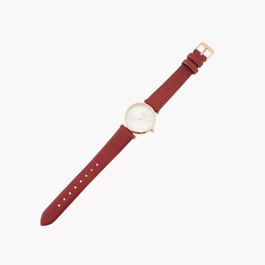 Hot Montre Bracelet Rouge Effet Lezard Montres