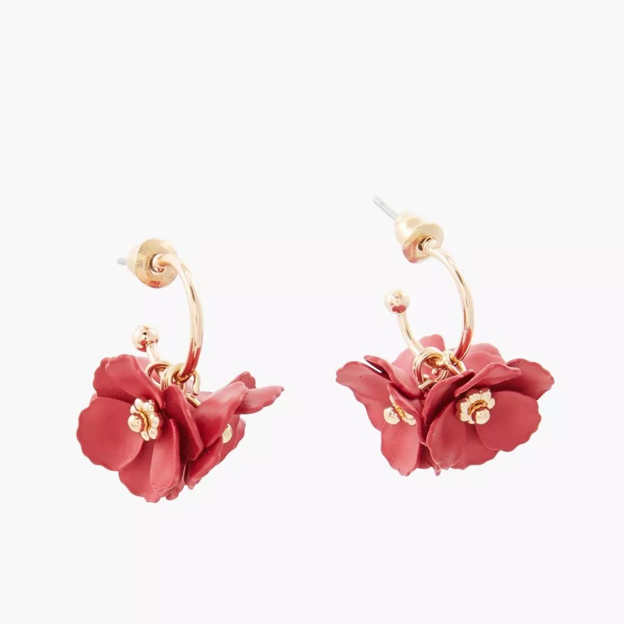 Online Creoles Fleurs Rouges Et Dorees Boucles D'Oreilles