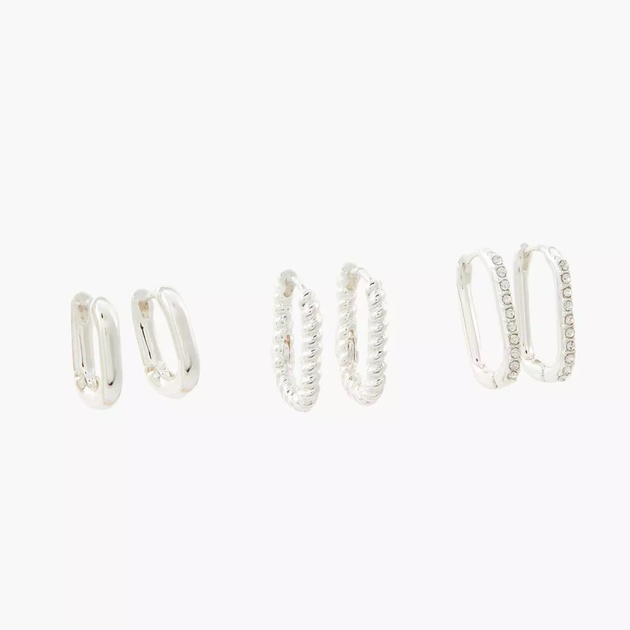 Wholesale Set De 3 Paires De Creoles Rectangles A Strass Boucles D'Oreilles