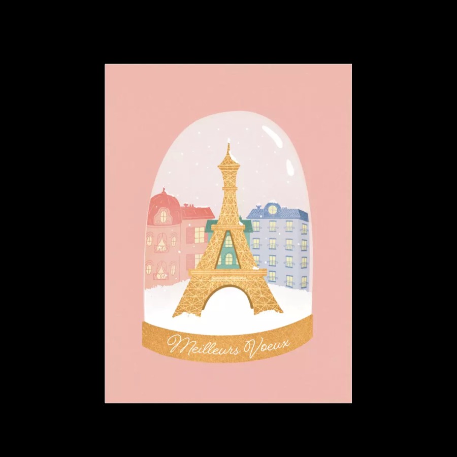 New Carte De Voeux Boule A Neige Tour Eiffel Papeterie