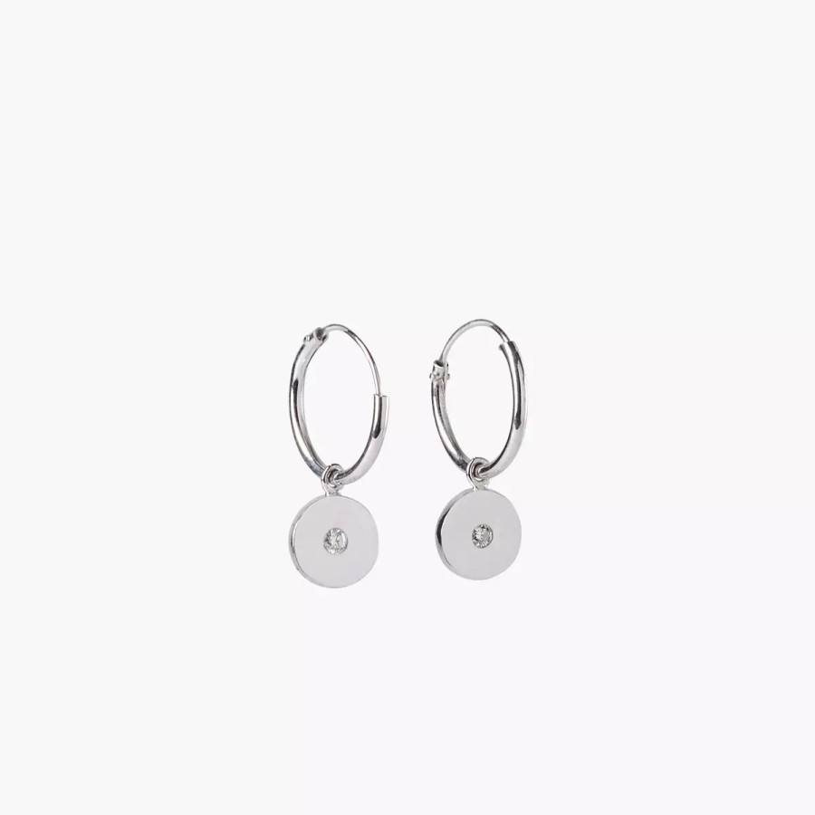 New Creoles Argent Garanti Diamant Precious Diamond Boucles D'Oreilles Argent Garanti