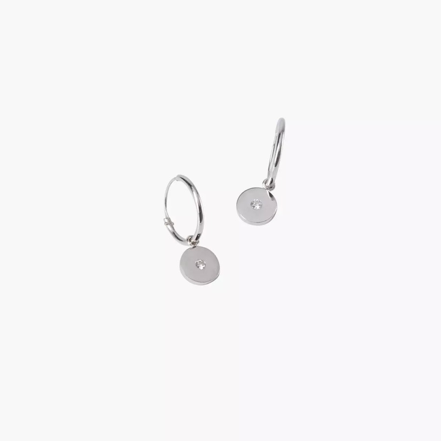 New Creoles Argent Garanti Diamant Precious Diamond Boucles D'Oreilles Argent Garanti