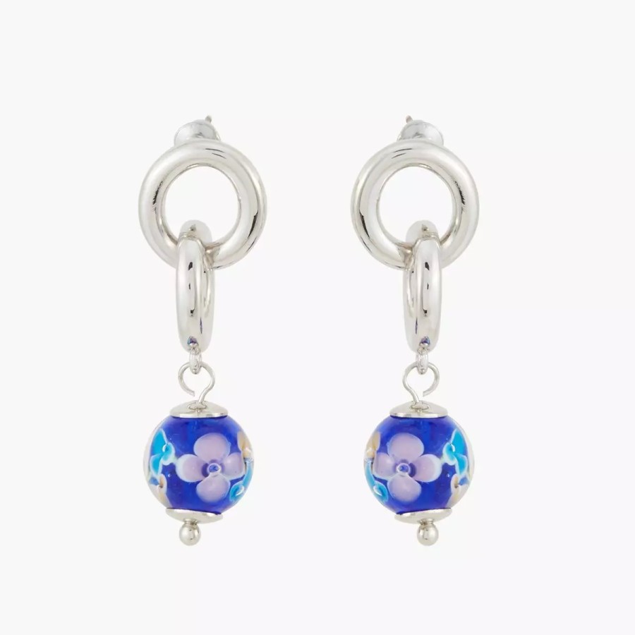 New Boucles D'Oreilles Perles A Fleurs Millefiori Boucles D'Oreilles