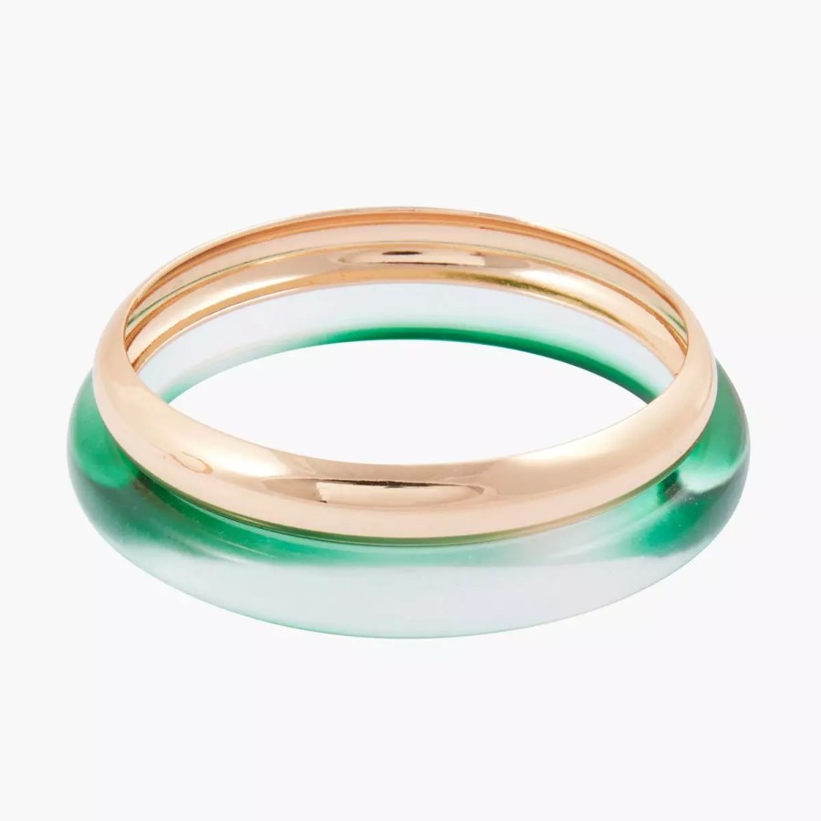 Clearance Set De 2 Bangles - Vert Et Dore Bracelets