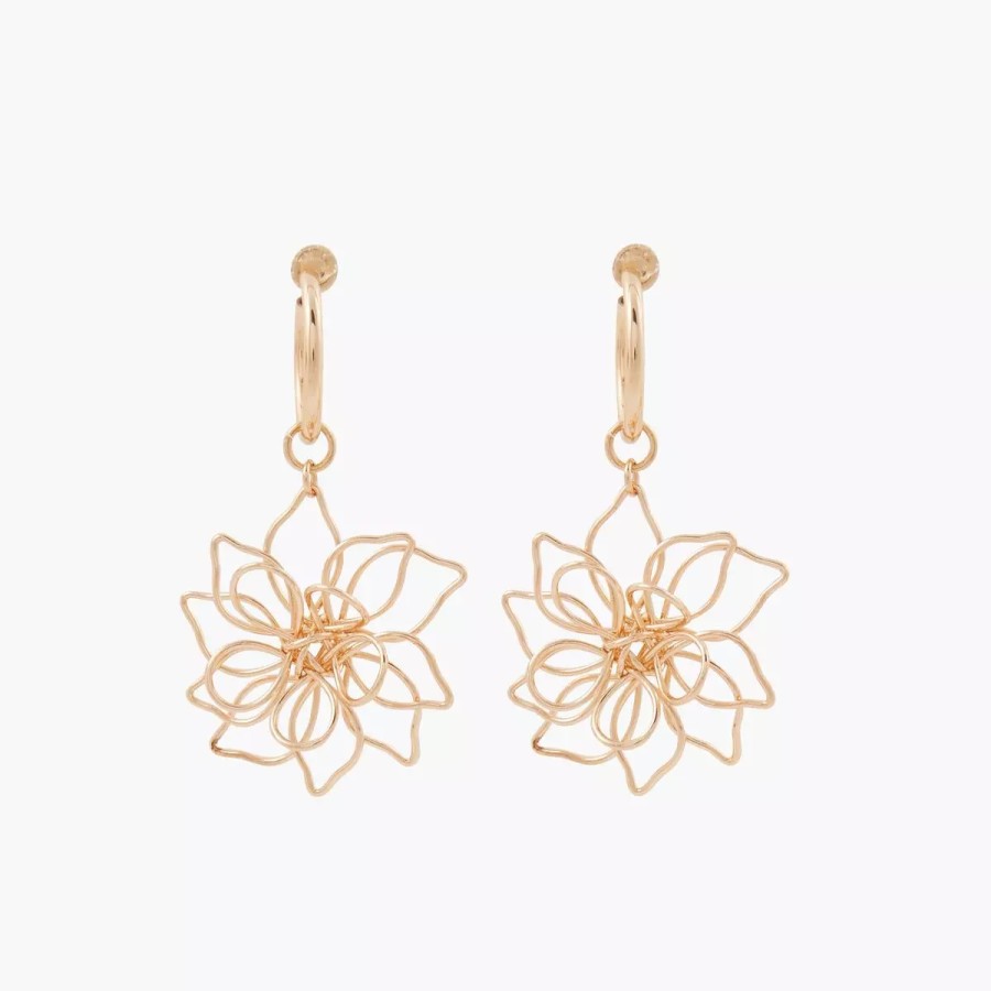 New Boucles D'Oreilles Pendantes A Clips Fleurs En Metal Boucles D'Oreilles