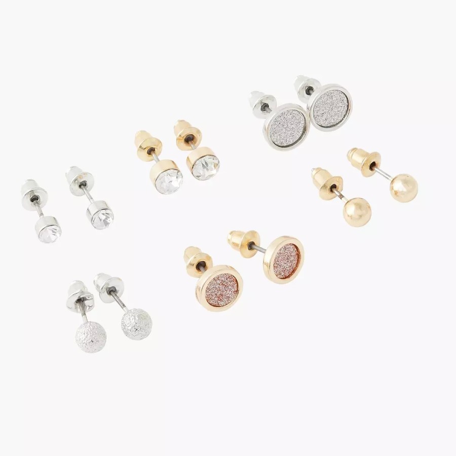 Wholesale Set De 6 Puces D'Oreilles Fantaisie Silver Touch Boucles D'Oreilles