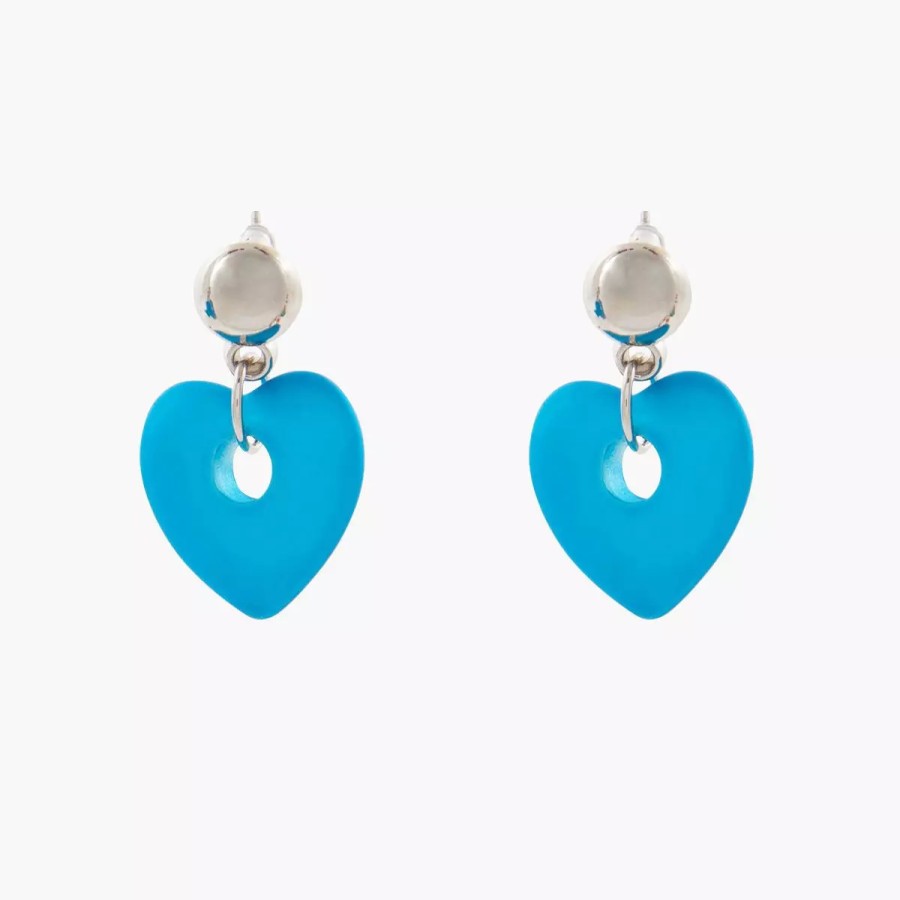 Clearance Boucles D'Oreilles Avec Pendentif Coeur Coating - Bleu Boucles D'Oreilles