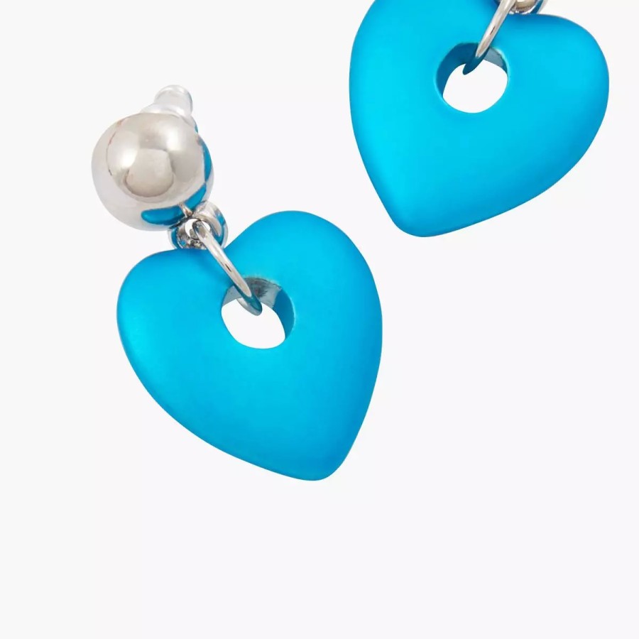 Clearance Boucles D'Oreilles Avec Pendentif Coeur Coating - Bleu Boucles D'Oreilles