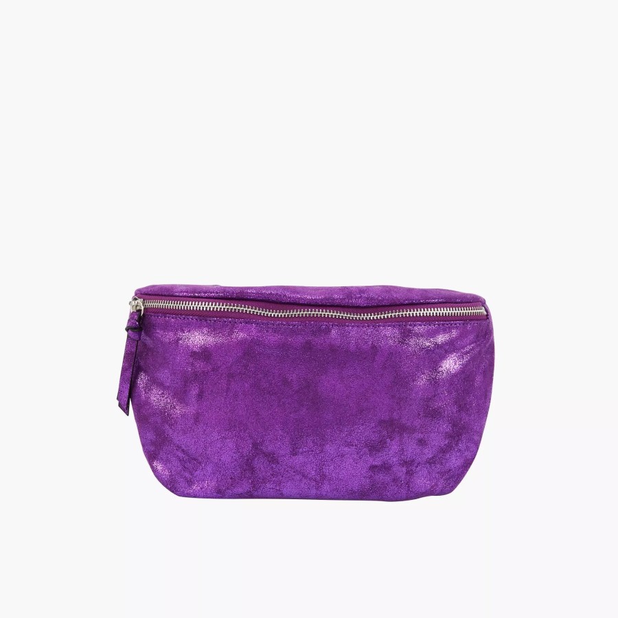 Wholesale Sac Banane Violet Effet Suede Et Metallise Sacs