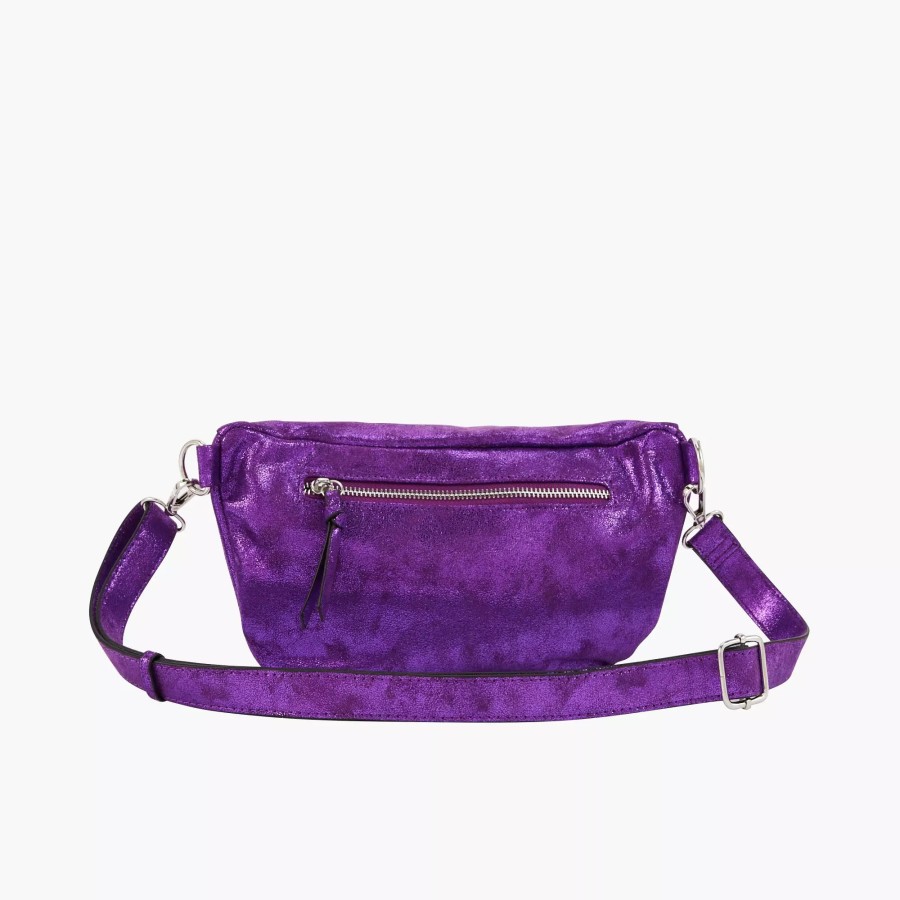 Wholesale Sac Banane Violet Effet Suede Et Metallise Sacs