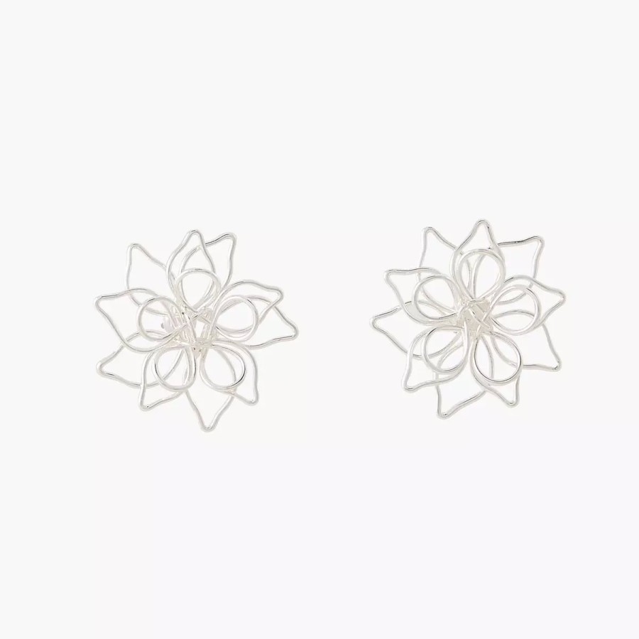 Clearance Boucles D'Oreilles Puces Fleurs - Argente Boucles D'Oreilles