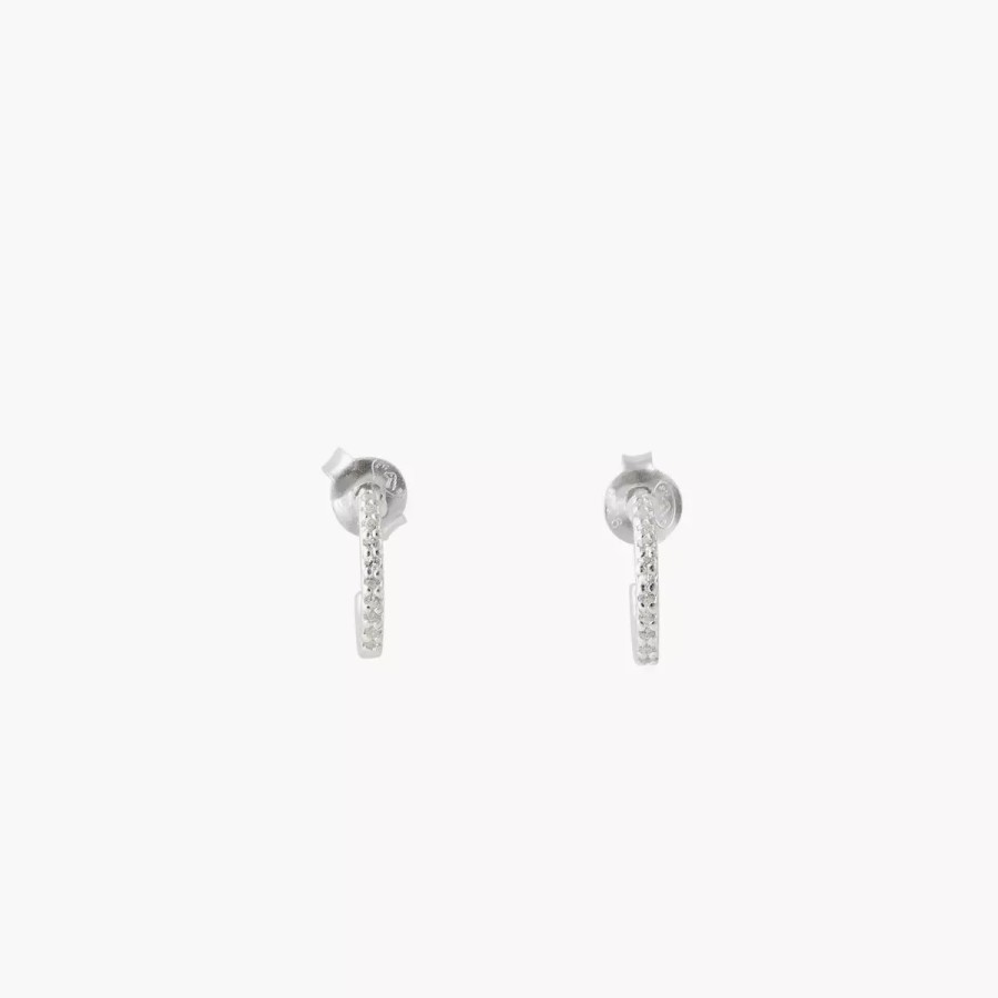 Clearance Mini-Creoles Zirconium Argent Garanti Boucles D'Oreilles Argent Garanti