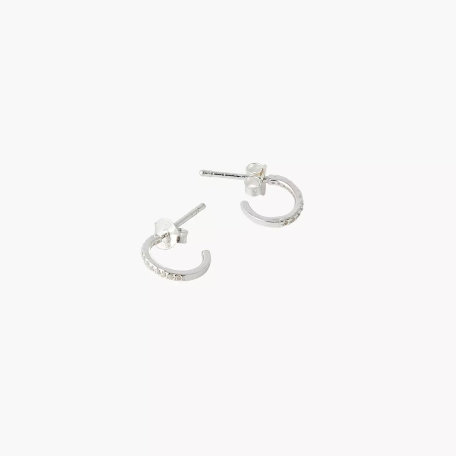 Clearance Mini-Creoles Zirconium Argent Garanti Boucles D'Oreilles Argent Garanti