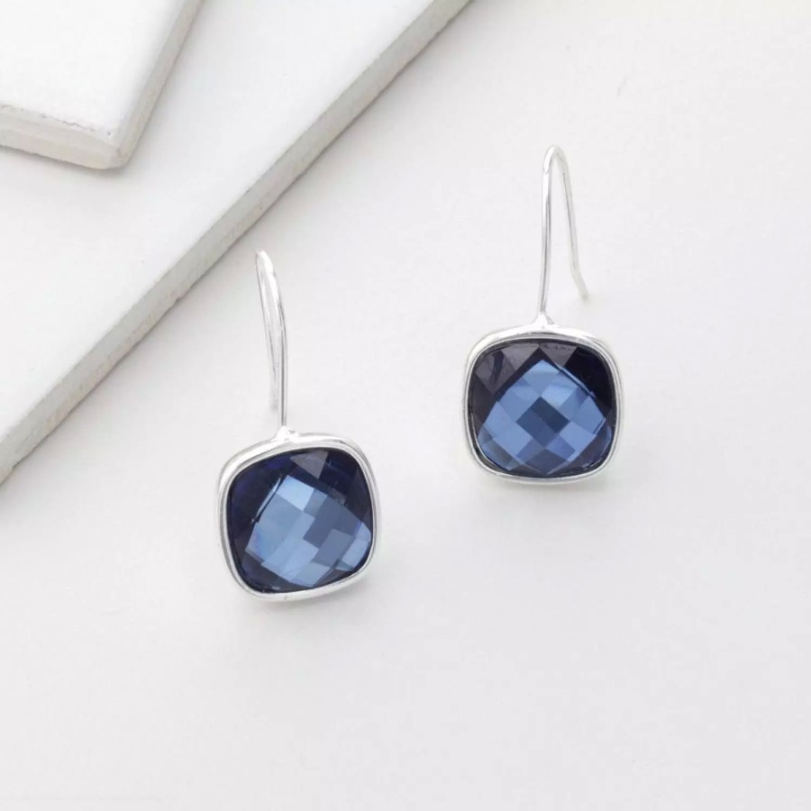 Online Creoles Argentees City Blue Boucles D'Oreilles