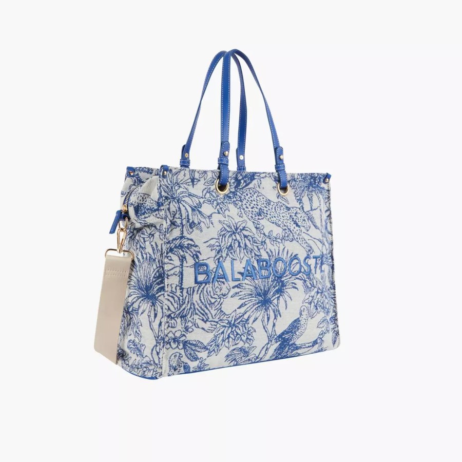 Clearance Cabas Jacquard - Bleu Et Ecru Sacs